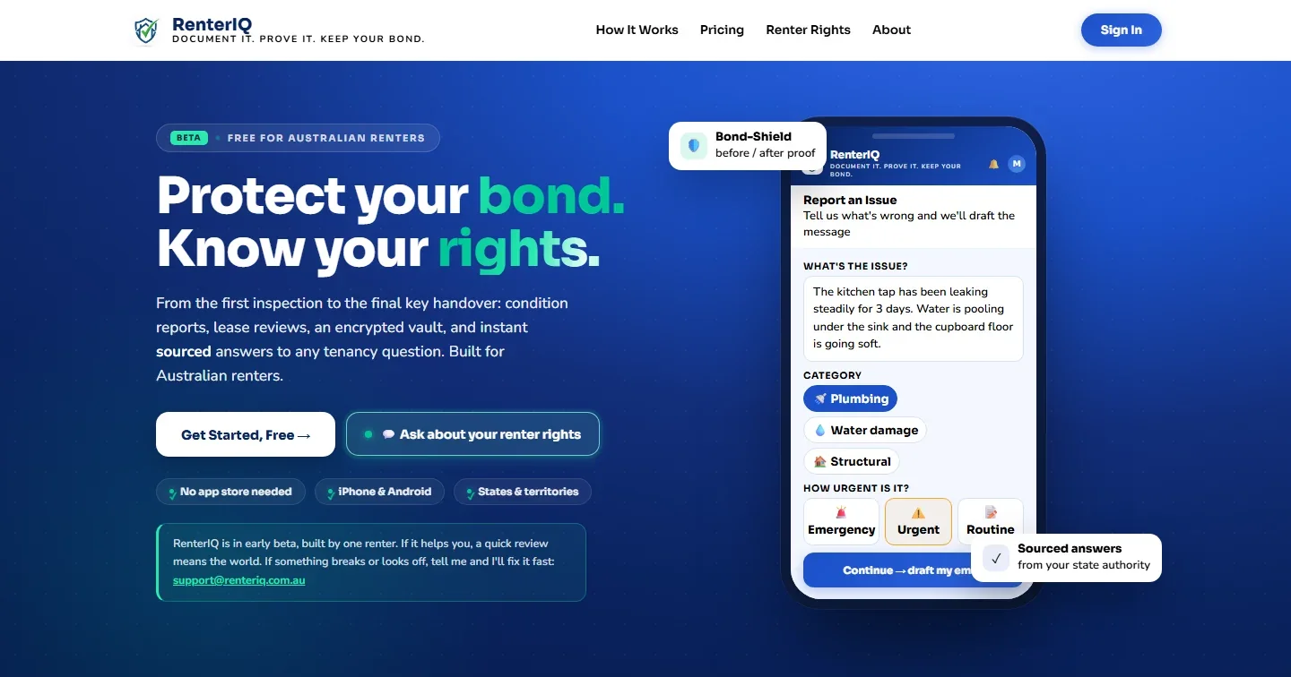 RenterIQ website on desktop